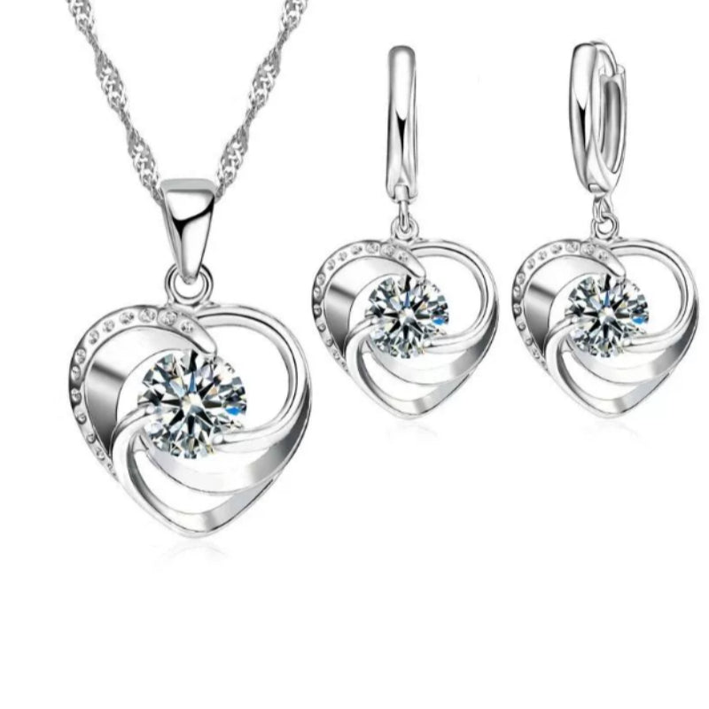 Stamped Pendant Necklace & Earrings Set, view 2