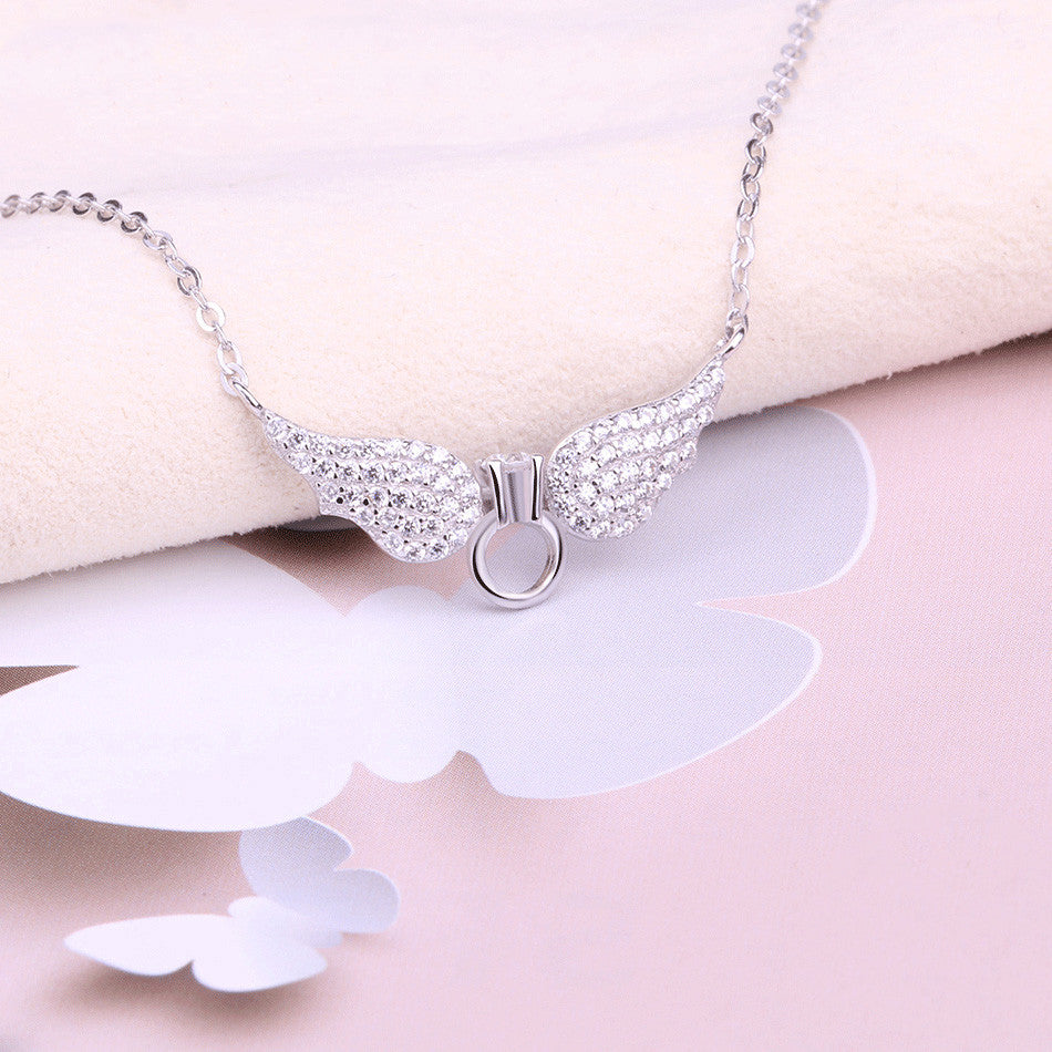 Silver Angel Wing Necklace, view 3