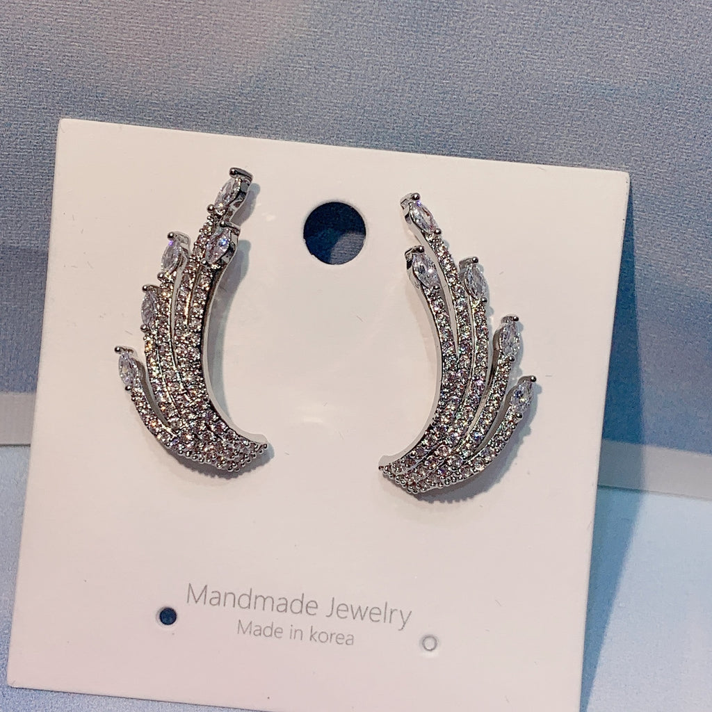 Angel Wing Zircon Studs, view 2
