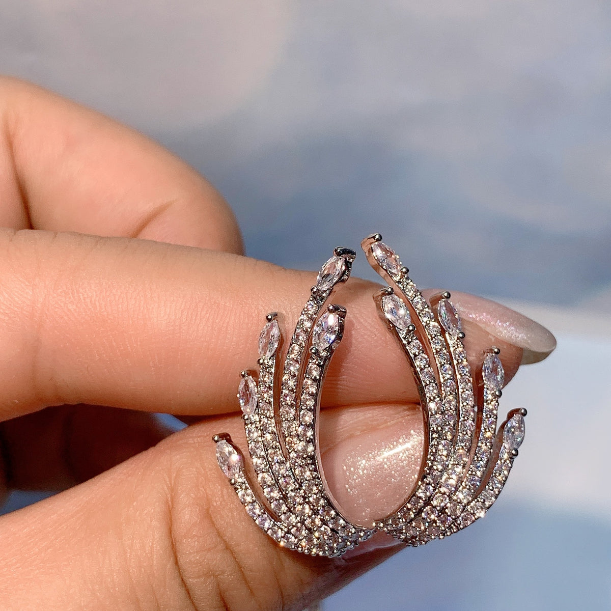 Angel Wing Zircon Studs, view 4