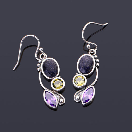Blue Sandstone Drop Earrings, view 2