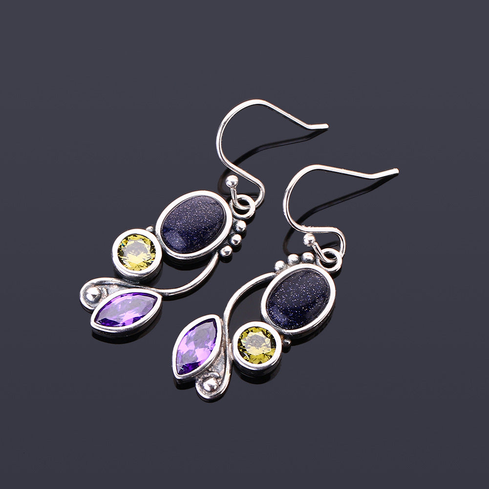 Blue Sandstone Drop Earrings, view 3