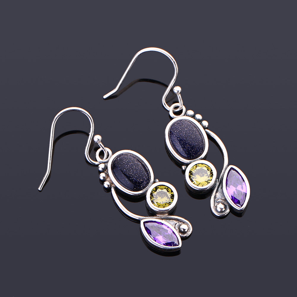 Blue Sandstone Drop Earrings, view 4