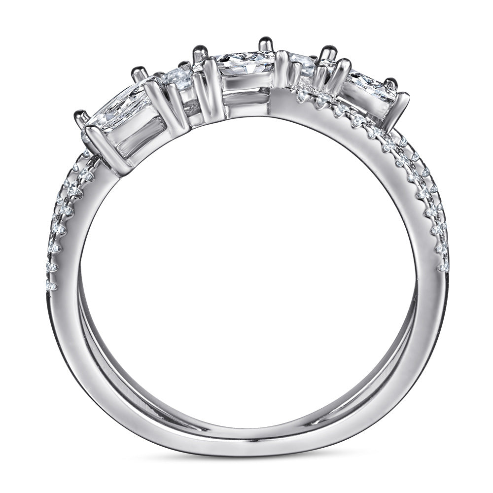 Three-Stone Twist Ring, view 2
