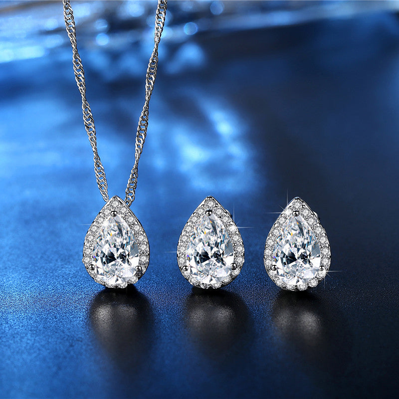 Platinum-Plated Zircon Drop Set, view 4