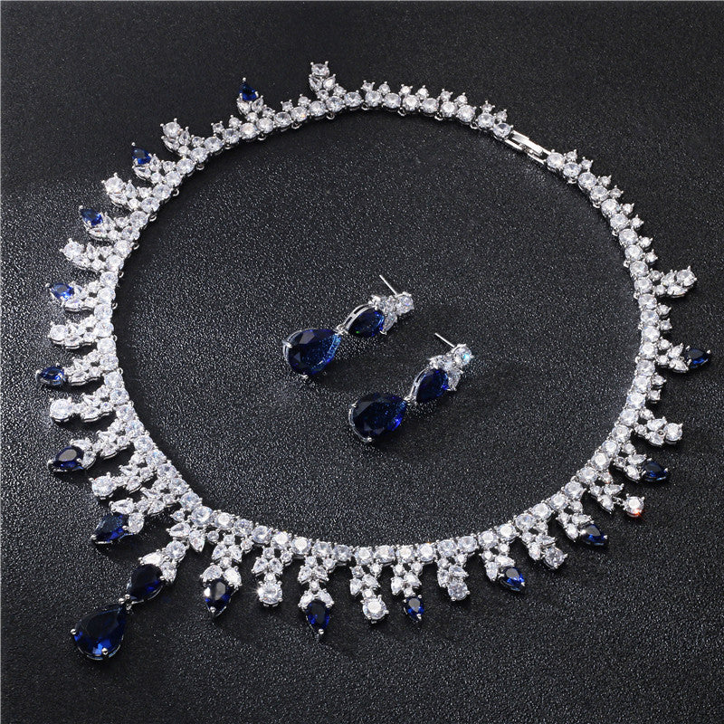 Colored Zircon Necklace & Earrings Set, view 2