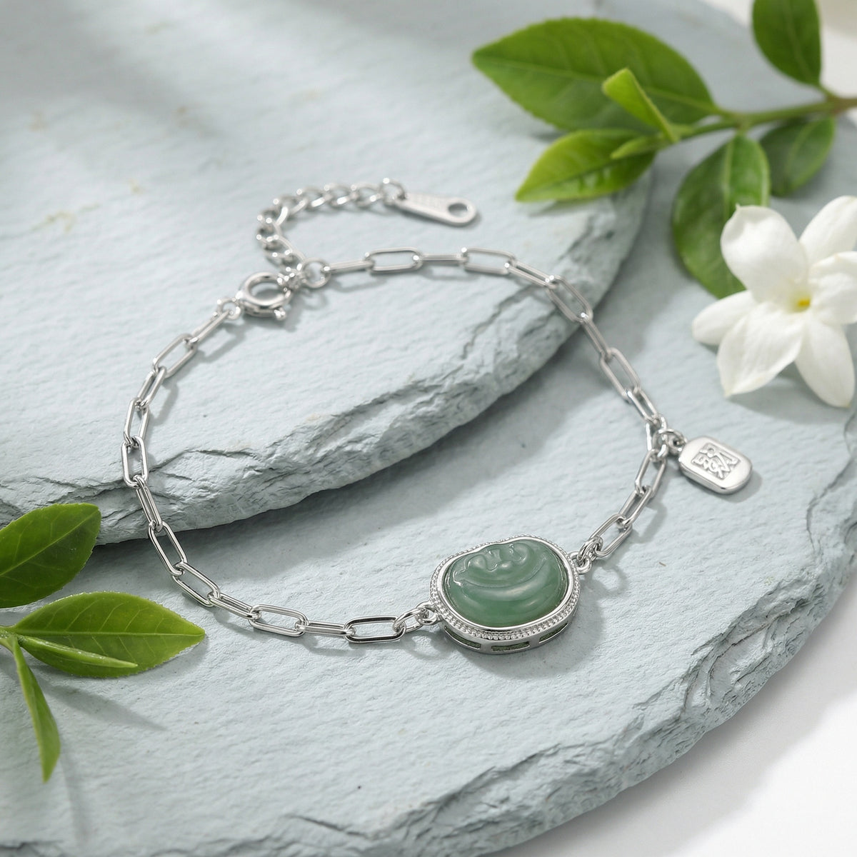 Green Stone Link Bracelet, view 3