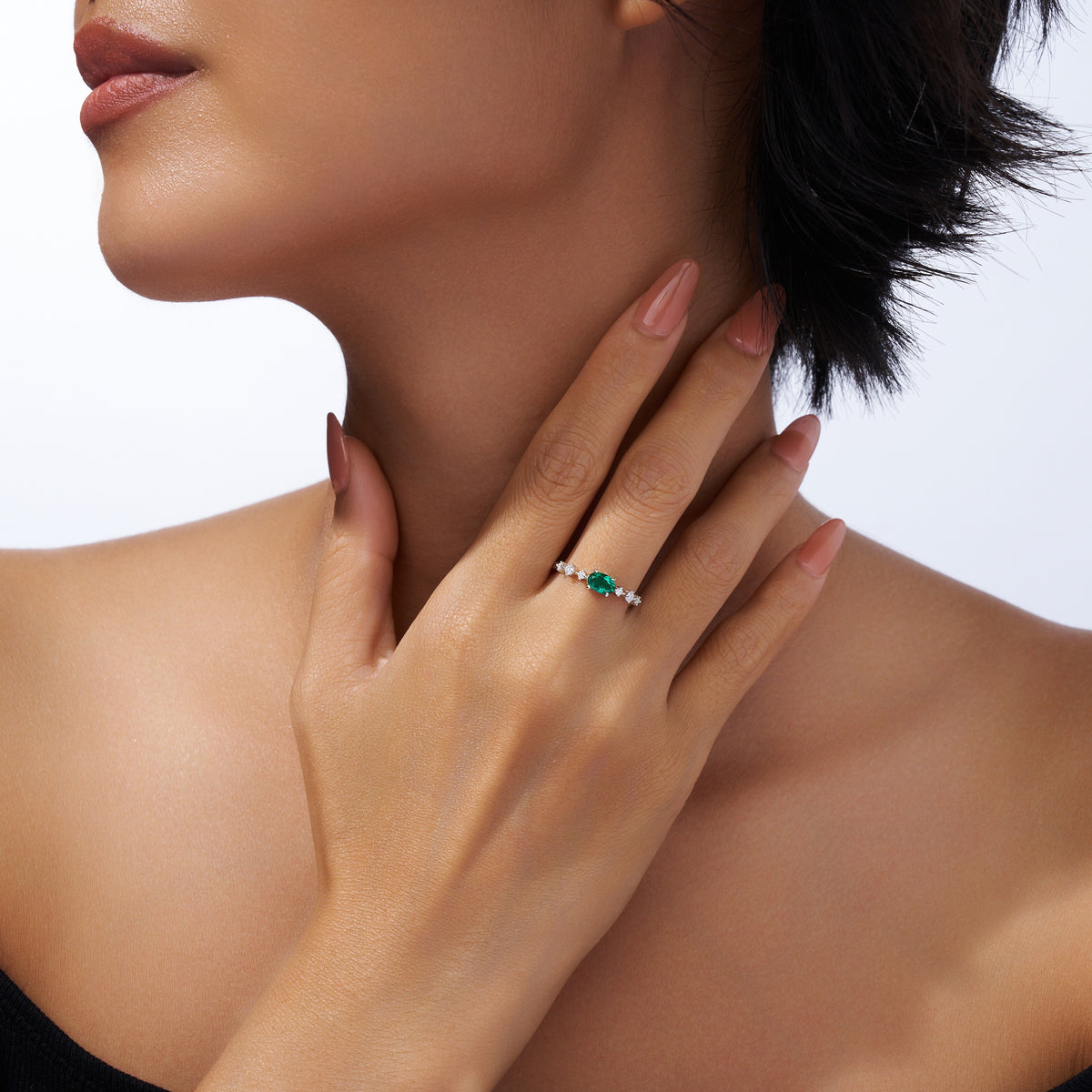 Octagon Emerald Band, view 3