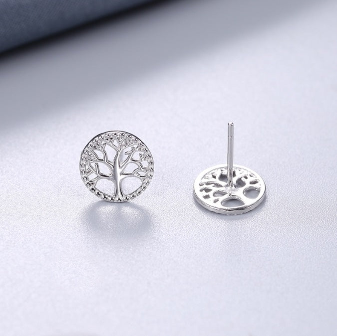 Silver Tree Earrings, view 3