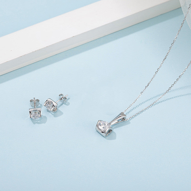 Moissanite Pendant & Stud Set