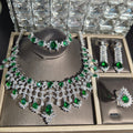 Green Waterdrop Zircon Four-Piece Set