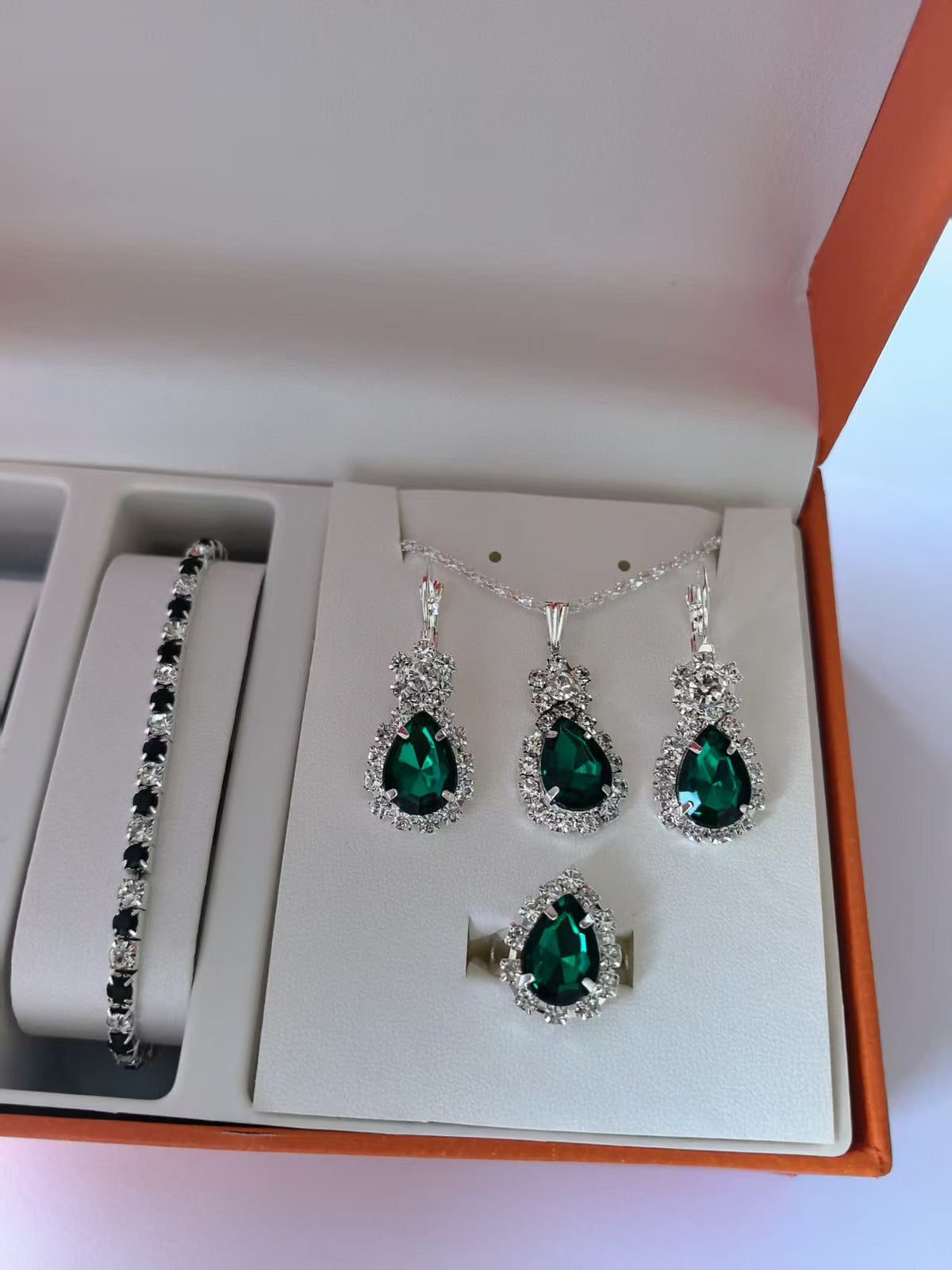 Zircon Necklace, Earrings & Ring Set, view 4