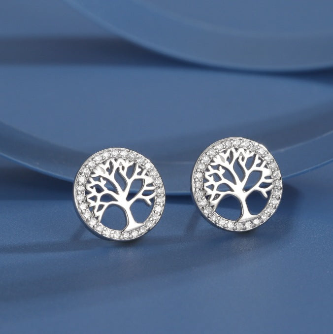 Silver Tree Earrings, view 5