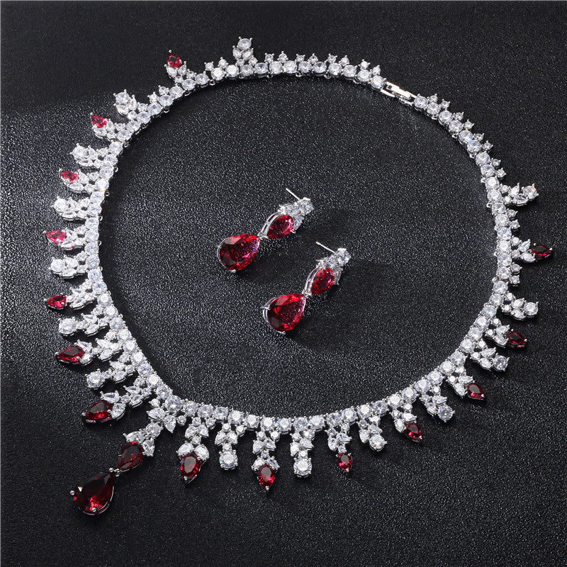 Colored Zircon Necklace & Earrings Set, view 5
