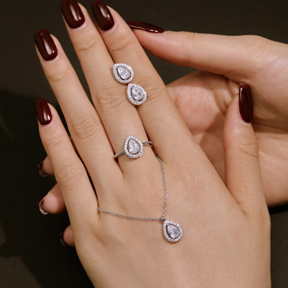 Water Drop Halo Jewelry Set
