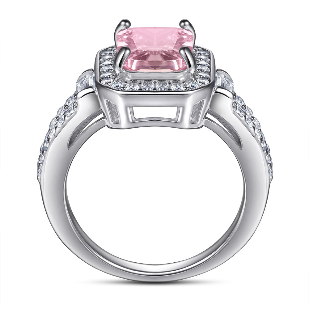 Rectangular Halo Ring, view 3