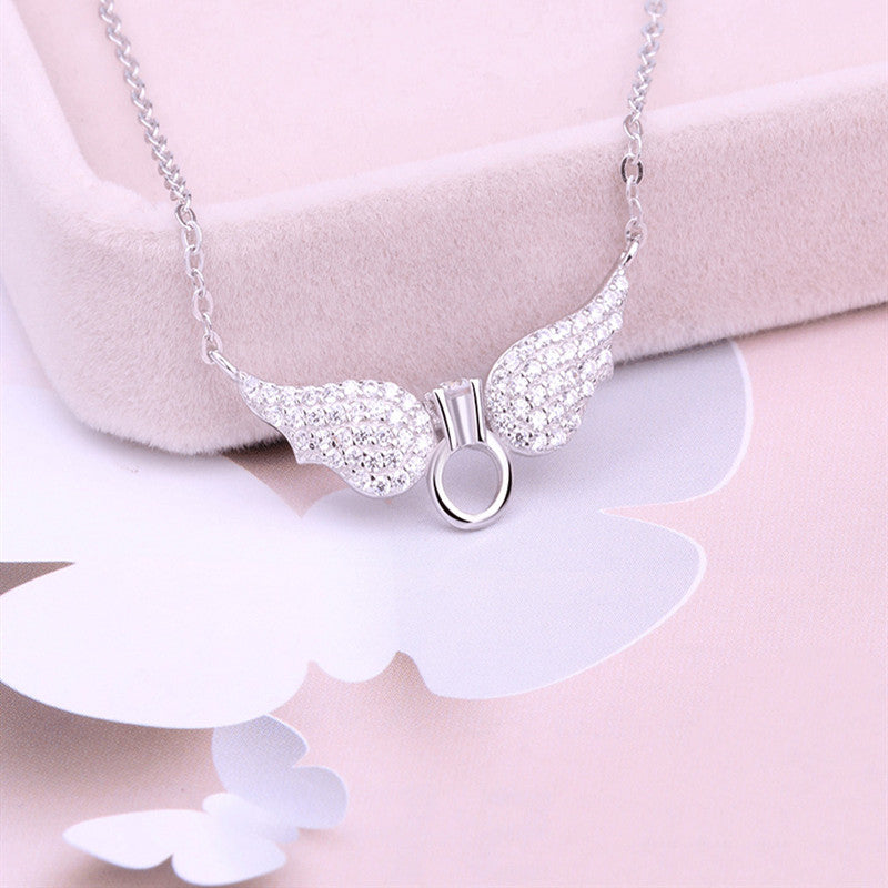 Silver Angel Wing Necklace, view 5