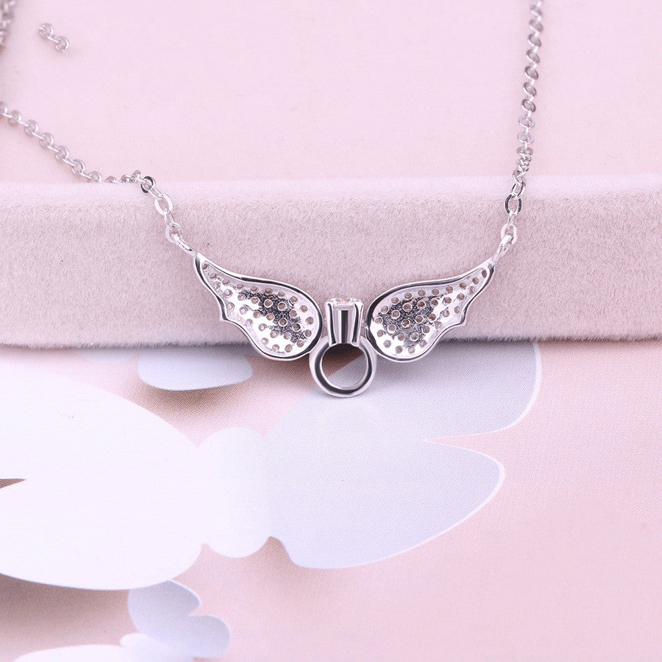 Silver Angel Wing Necklace, view 4