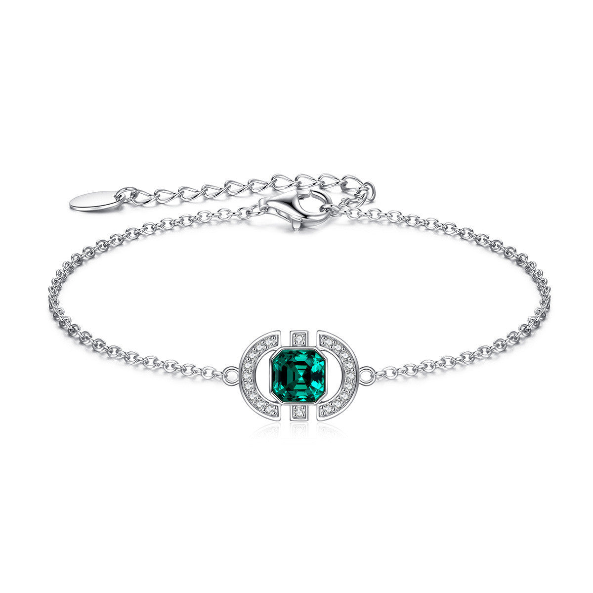 Square Green Stone Jewelry Set, view 5