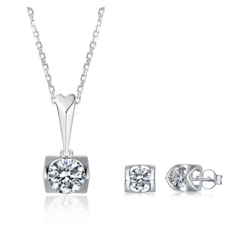 Moissanite Pendant & Stud Set, view 7