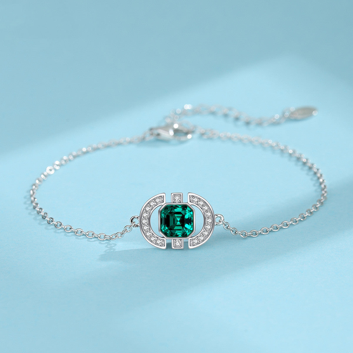 Square Green Stone Jewelry Set, view 4