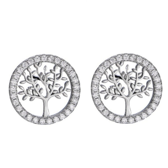 Silver Tree Earrings, view 2