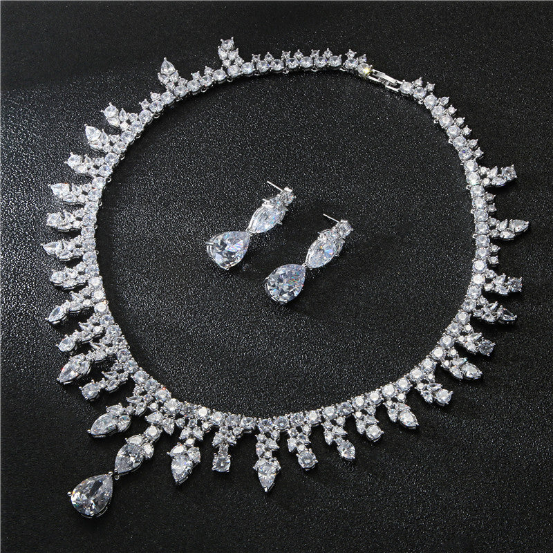 Colored Zircon Necklace & Earrings Set