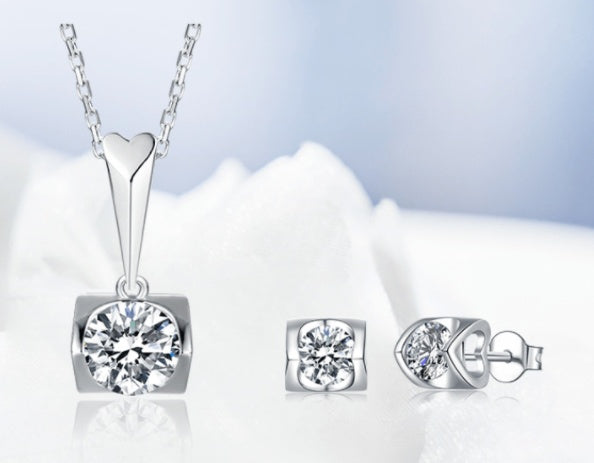 Moissanite Pendant & Stud Set, view 2