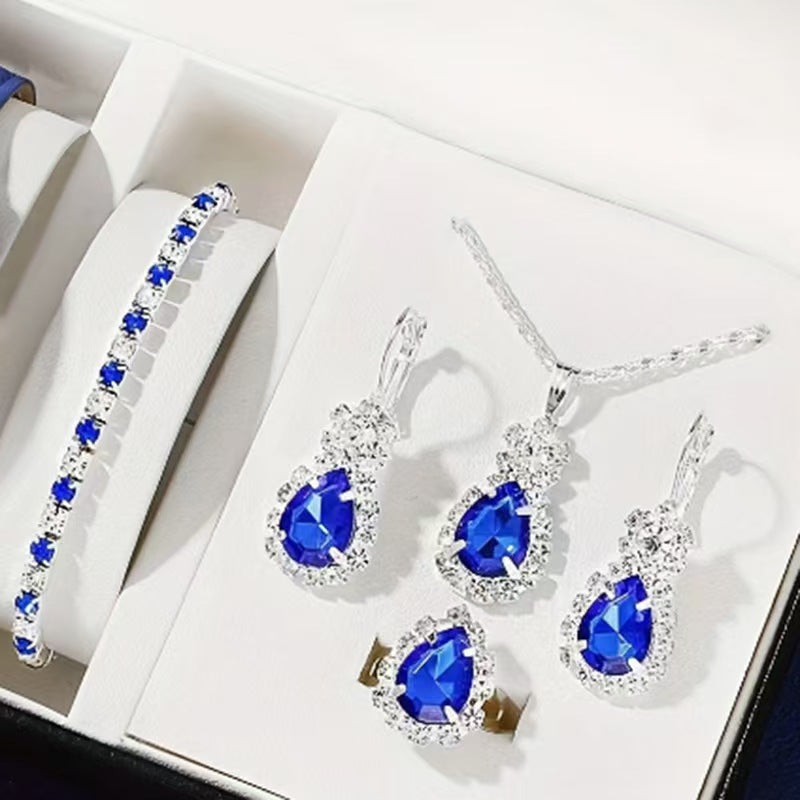 Zircon Necklace, Earrings & Ring Set