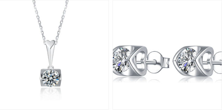 Moissanite Pendant & Stud Set, view 4