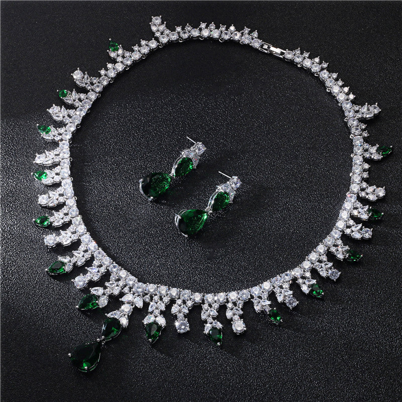 Colored Zircon Necklace & Earrings Set, view 3